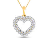 2/5 Carat (ctw I2-I3) Diamond Heart Pendant Necklace in 14K Yellow Gold with Chain